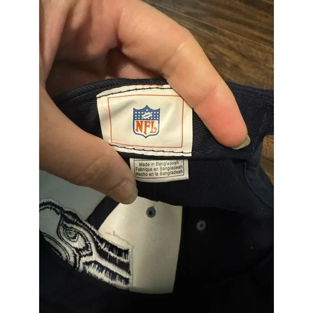 Nfl Team Strapback Hat Adult One Size Blue Seattle Seahawks Football Logo☆